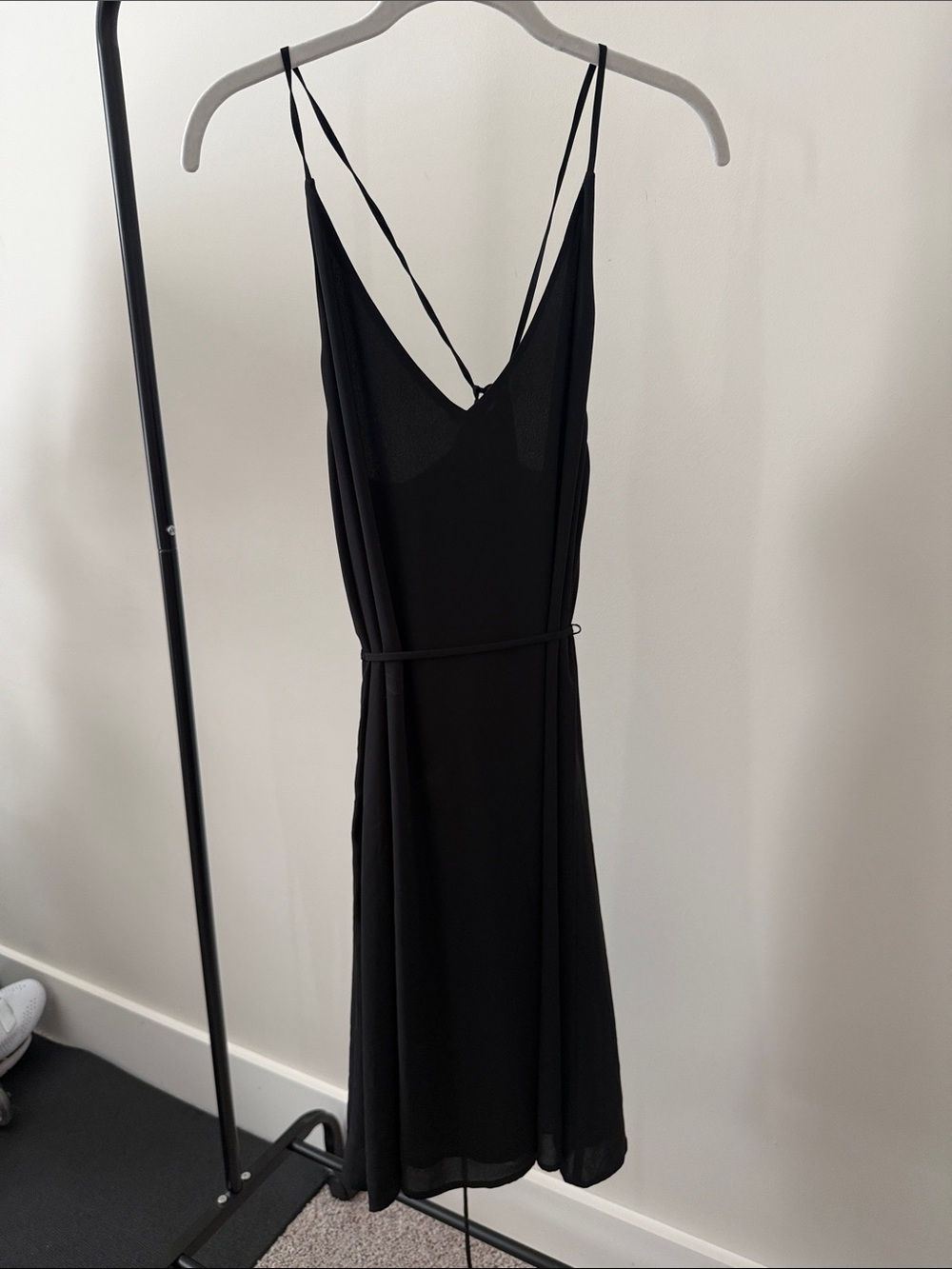 LOFT Black Strapless-Style Slip Dress with Thin Straps